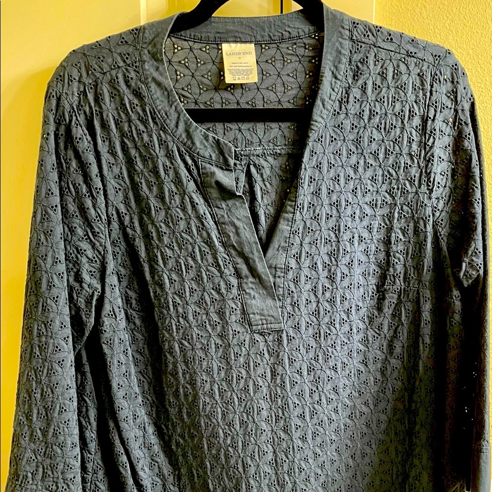 Lands End Eyelet Navy Tunic